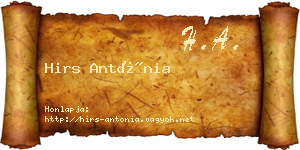 Hirs Antónia névjegykártya